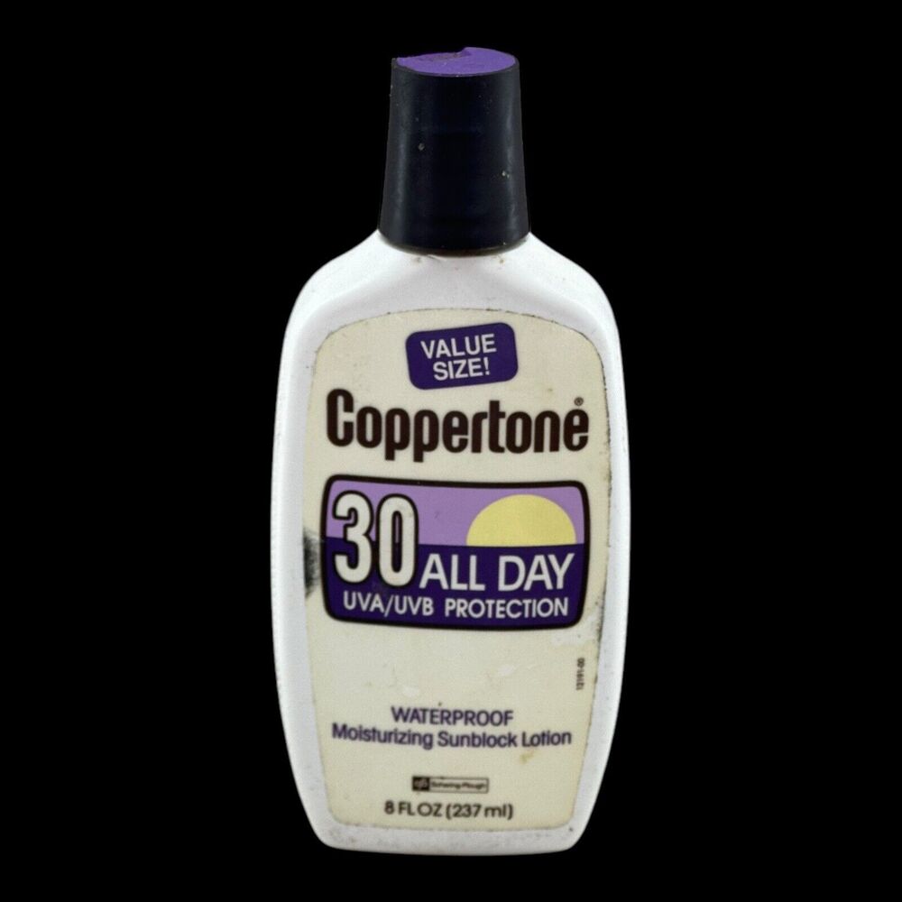 1992 Coppertone 30 All Day Sunblock Lotion 8 oz (~10% Full) Prop 1992 AS‎ IS VTG